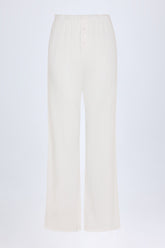 Libby-Pointelle Mid-Rise Straight-Leg Trousers in White