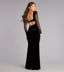 Penny Velvet Long Sleeve Mermaid Formal Dress