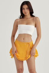 Clarice-Tangerine Floaty Layered Mini Skirt