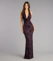 Morgan Plunge Cowl Neck Mermaid Formal Dress