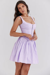 Cupid-Orchid Pleated Cotton Mini Dress