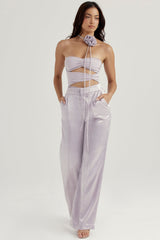 Alivia-Grey Satin Trousers