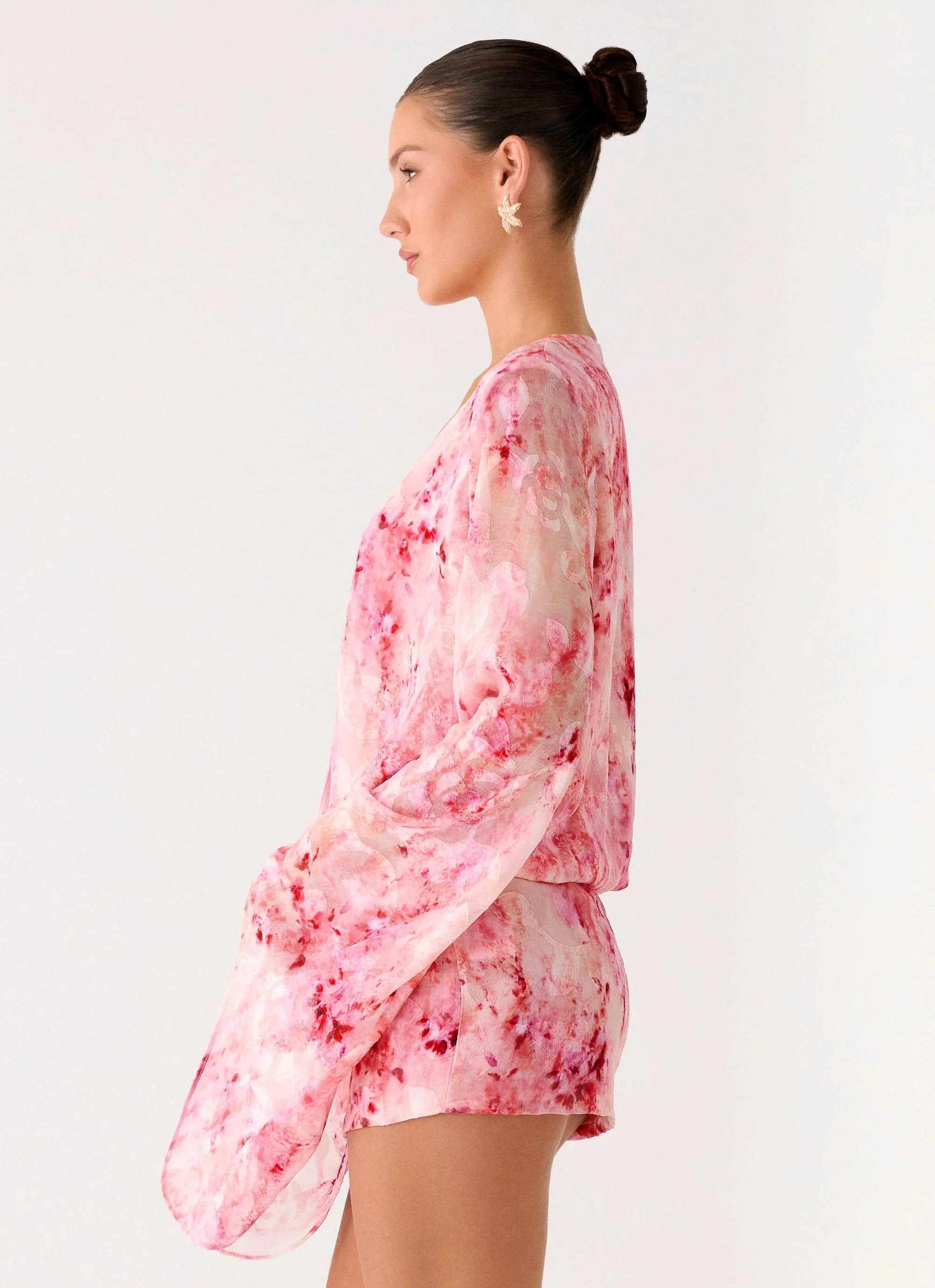Junia Long Sleeve Mini Dress - Pink