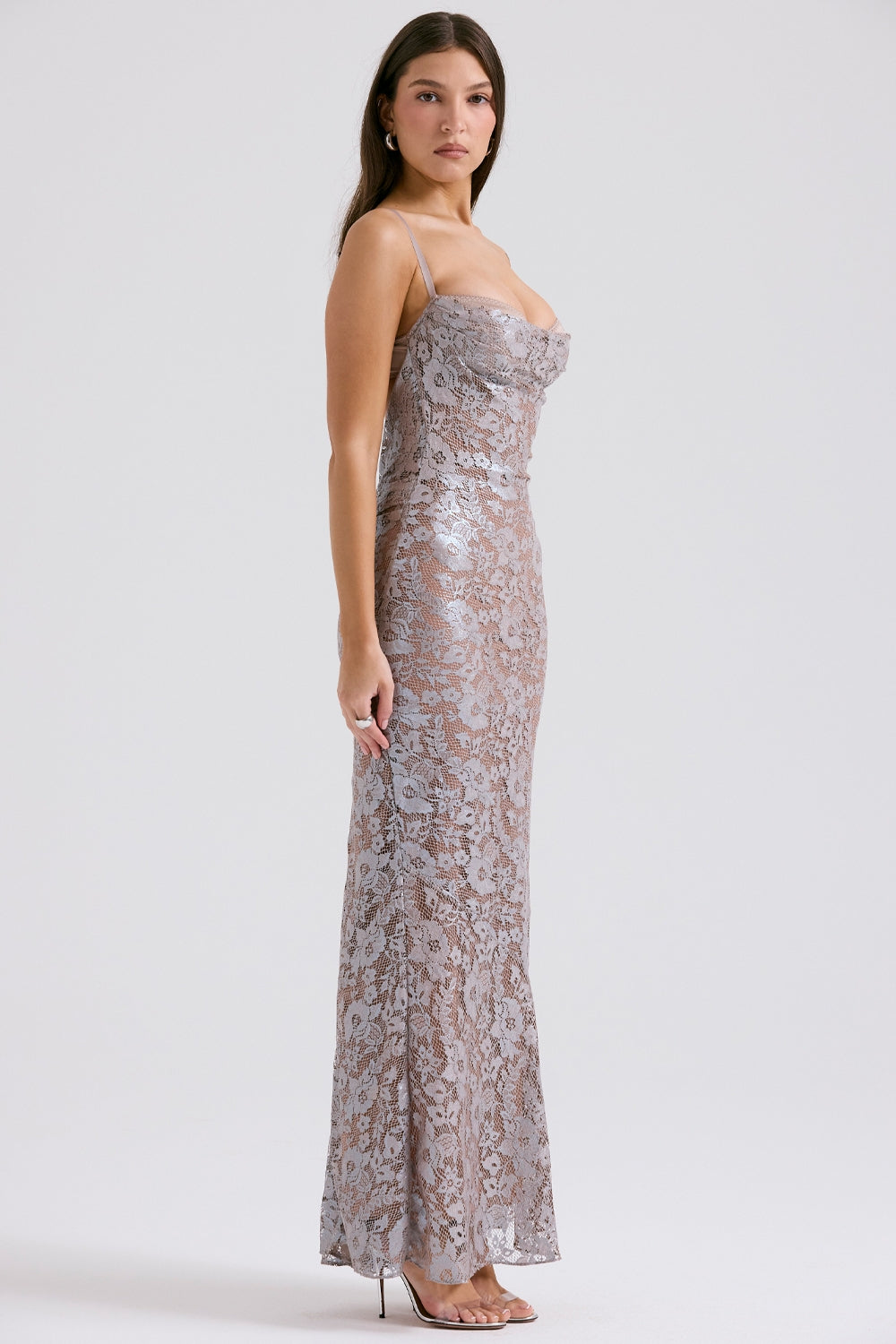 Azzurra-Ice Blue Lace Godet Gown