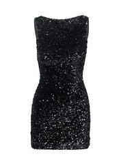 Cinematic Sequin Mini Dress Black