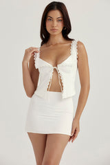 Amber-White Lace Trim Top