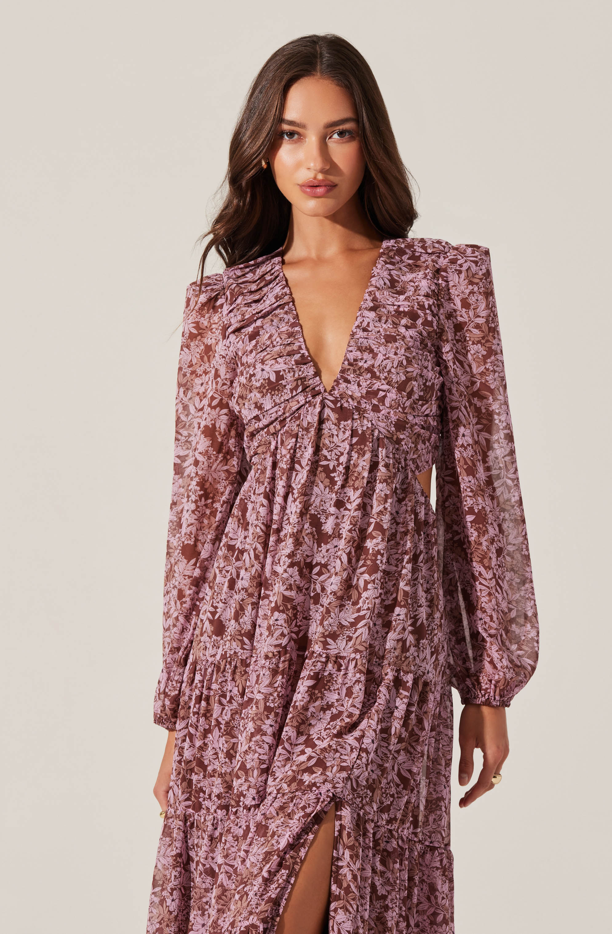 V-Neck Cutout Midi Dress