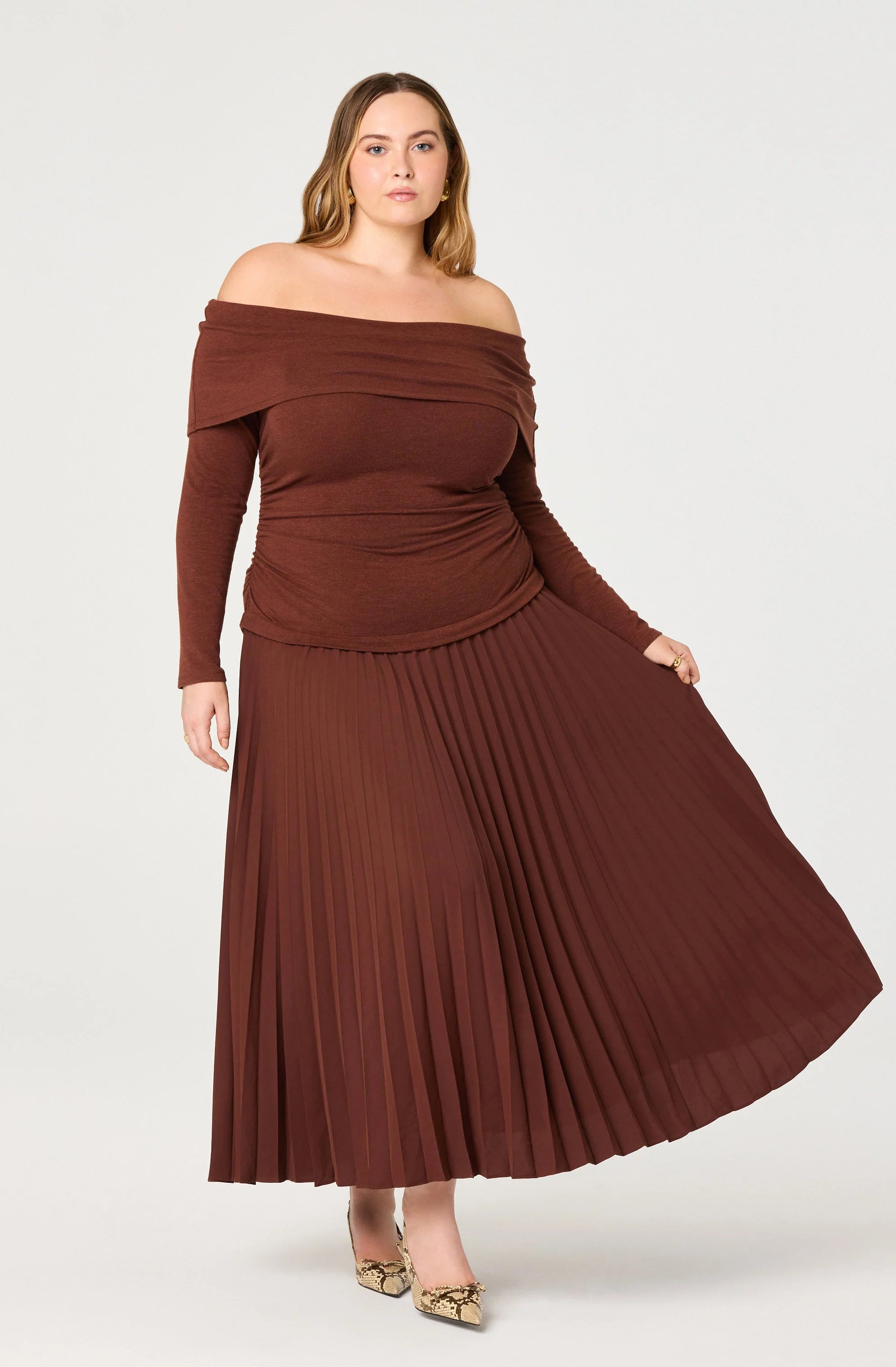 Tanaia Pleated Mixed Media Dress
