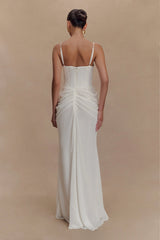 Roxanne Velvet Corset Maxi Dress - White
