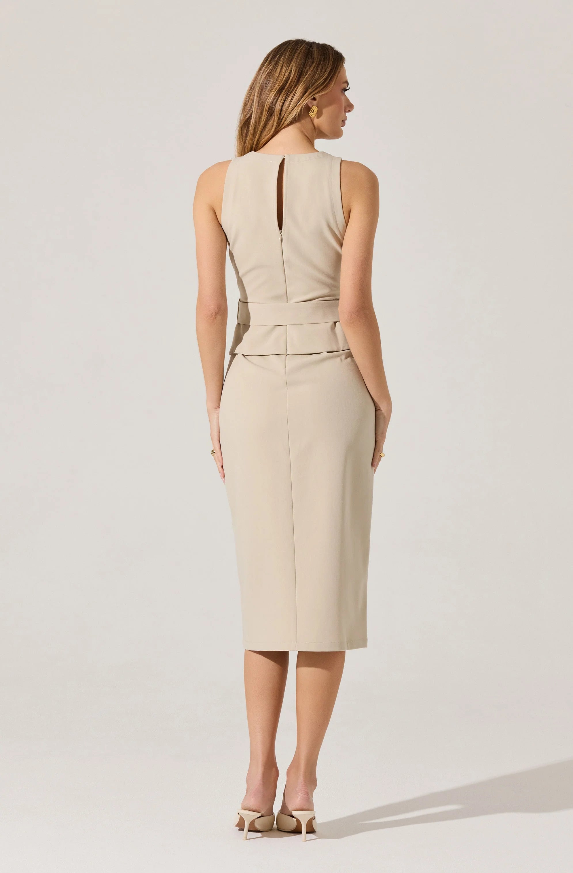 Tailored Belted Midi Dress