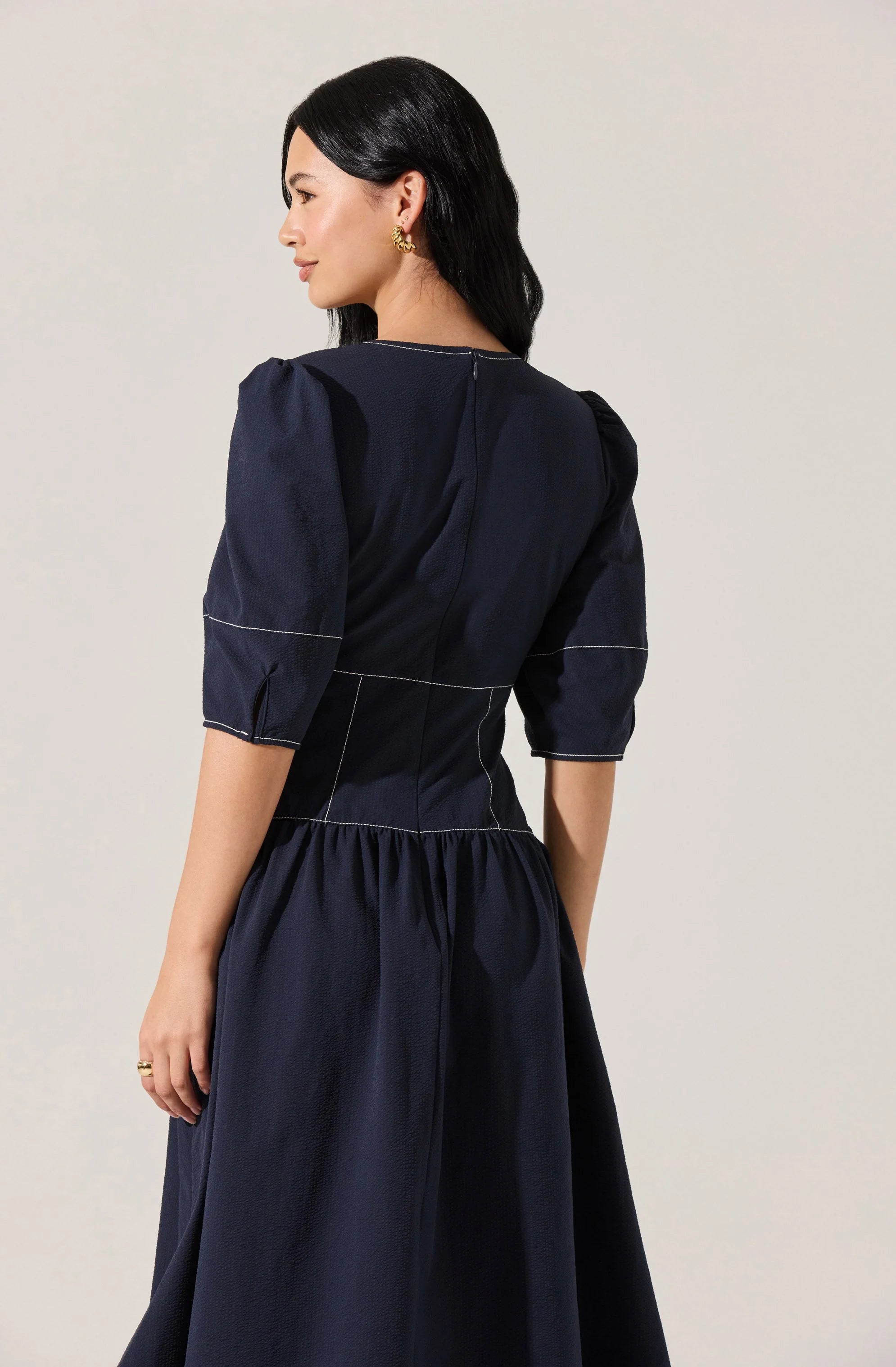 Samarra Contrast Stitch Midi Dress