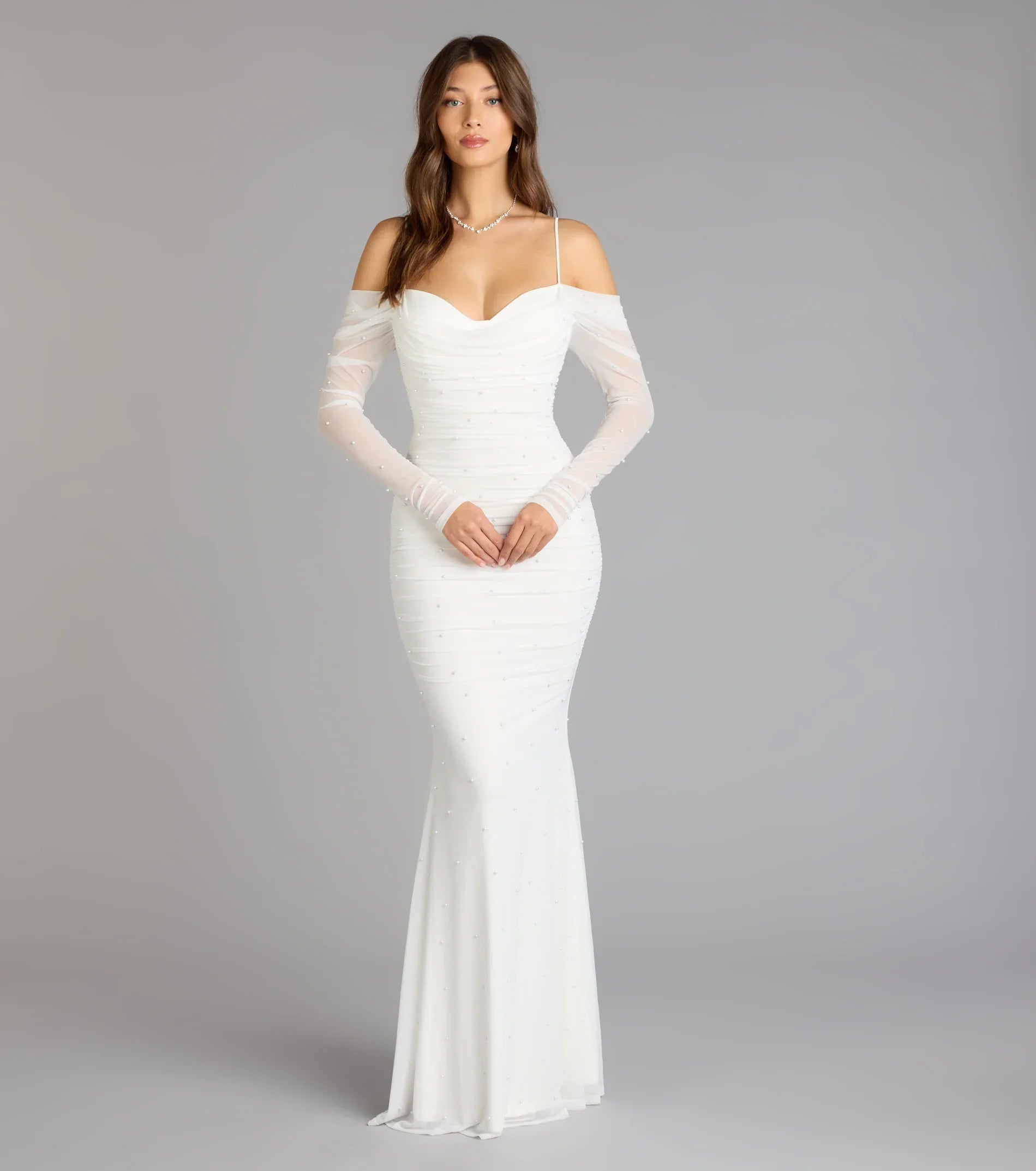 Lindsey Pearl Cold Shoulder Mermaid Formal Dress