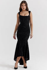 Cesca-Black Floral Maxi Dress