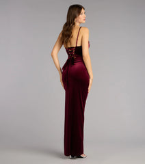 Sloane Velvet Lace-Up Column Dress