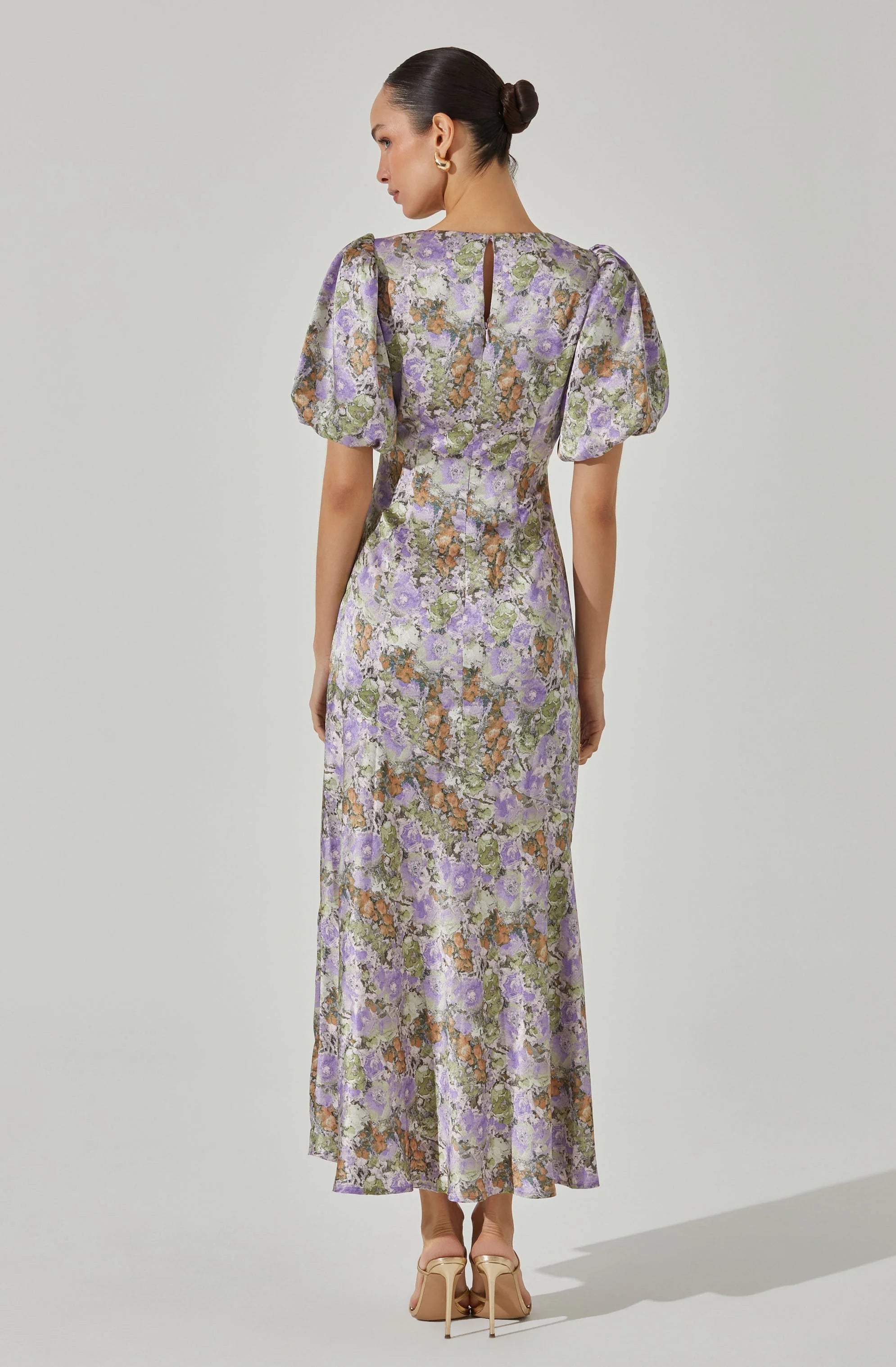 Satin Puff Sleeve Dress
