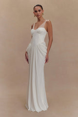 Roxanne Velvet Corset Maxi Dress - White