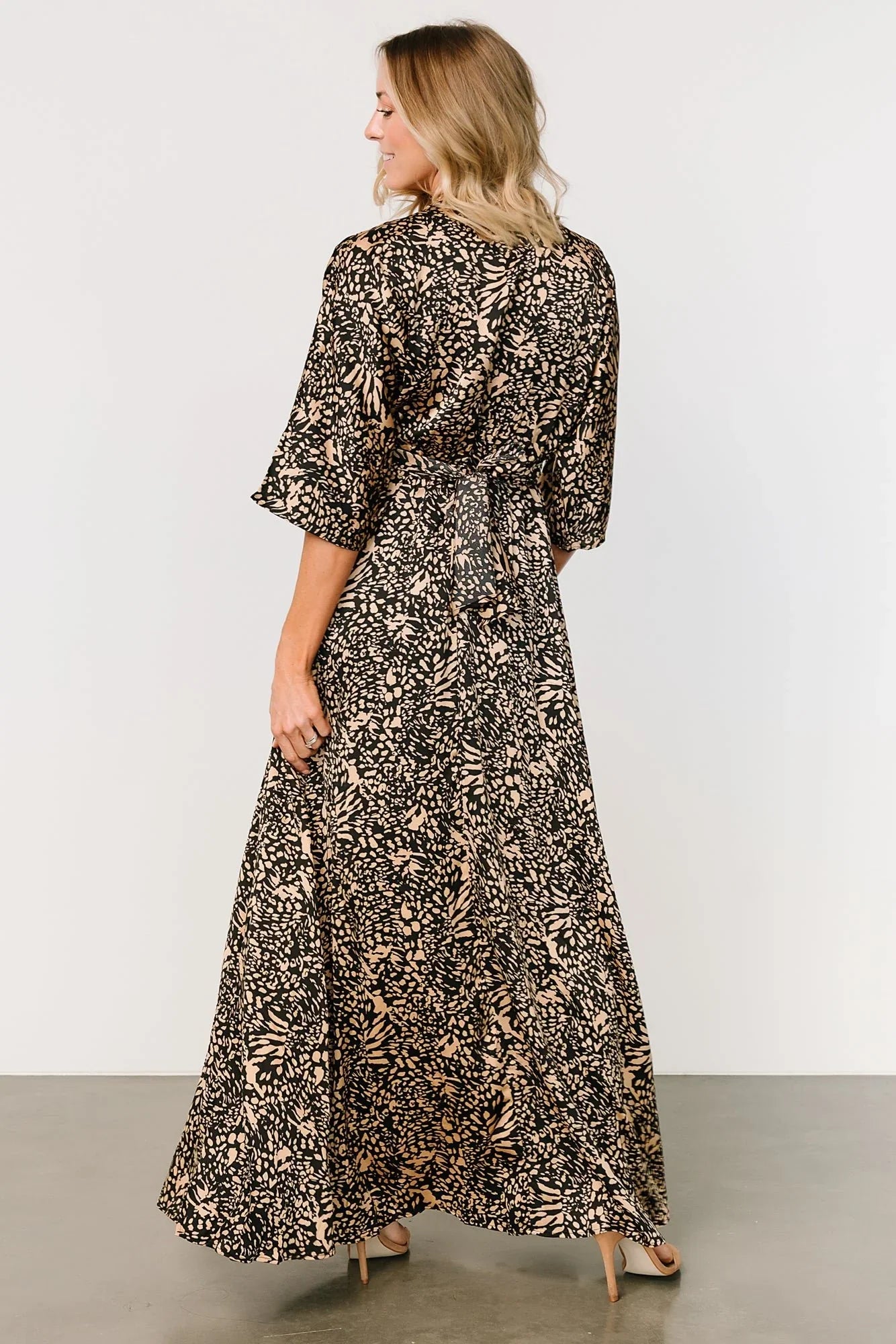 Morlana Maxi Dress | Black + Tan Print