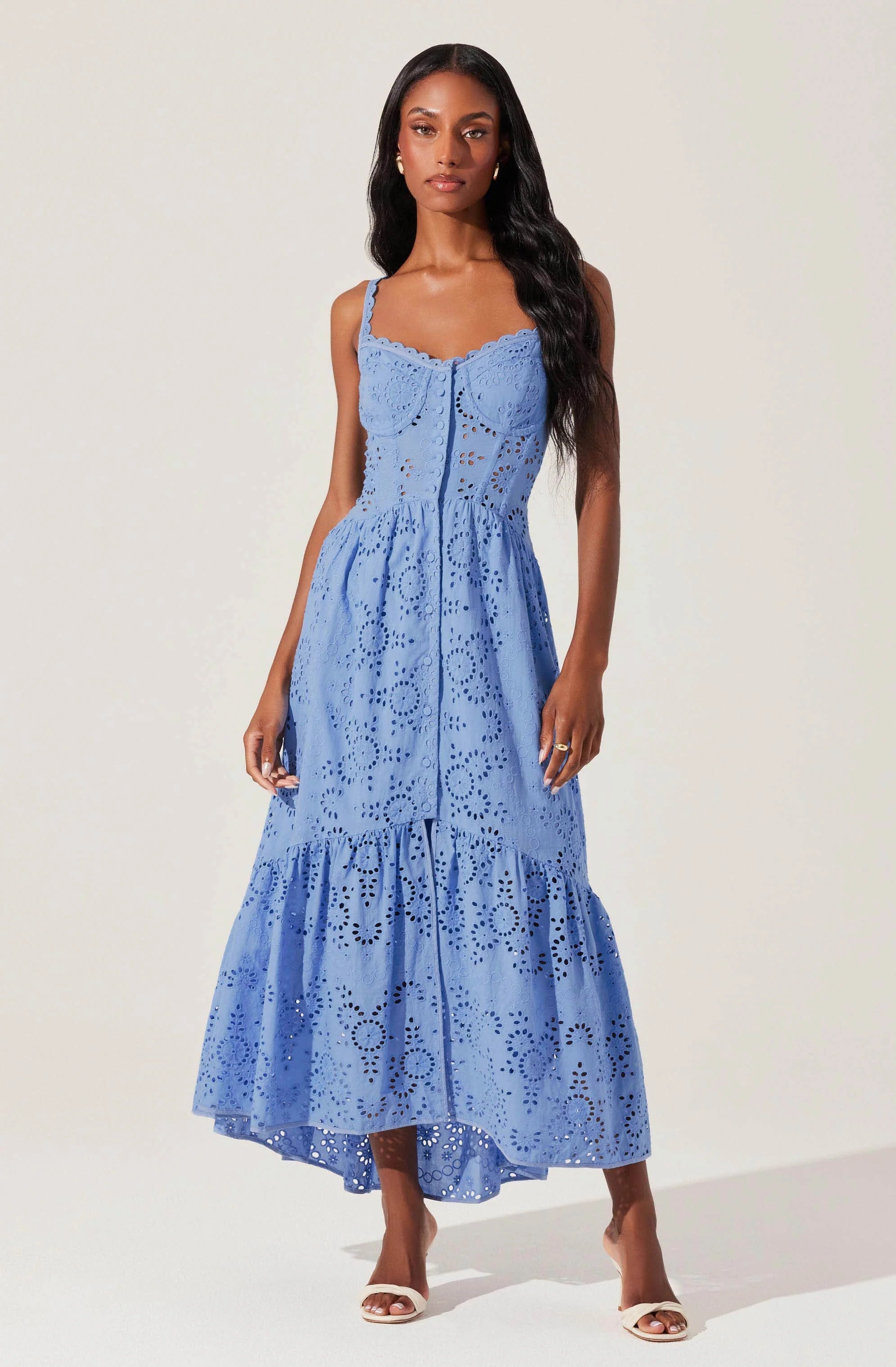 Yamila Eyelet Corset Midi Dress